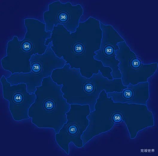 echarts忻州市岢岚县geoJson地图圆形波纹状气泡图