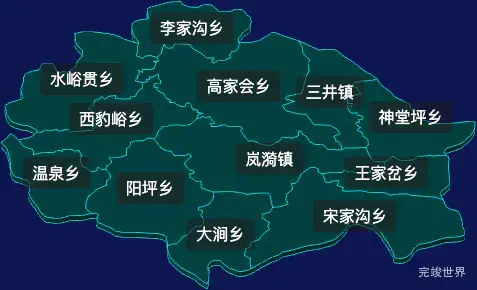 threejs忻州市岢岚县geoJson地图3d地图css2d标签