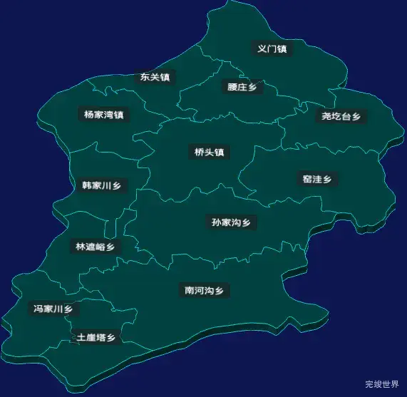 threejs忻州市保德县geoJson地图3d地图CSS3D标签