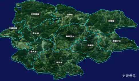 threejs忻州市偏关县geoJson地图3d地图自定义贴图加CSS3D标签