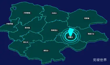 threejs忻州市偏关县geoJson地图3d地图添加旋转棱锥