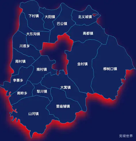 echarts晋城市泽州县geoJson地图阴影