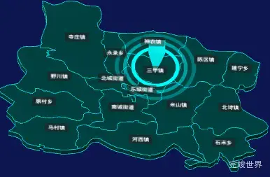 threejs晋城市高平市geoJson地图3d地图添加旋转棱锥