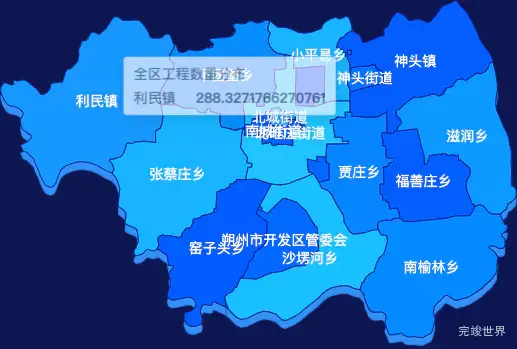 echarts朔州市朔城区geoJson地图 visualMap控制地图颜色