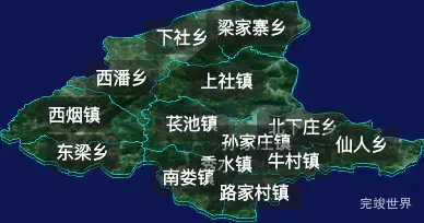 threejs阳泉市盂县geoJson地图3d地图自定义贴图加CSS2D标签