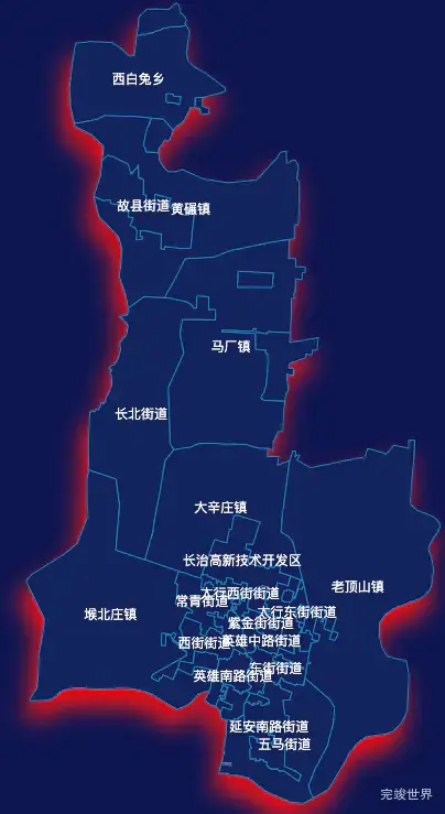 echarts长治市潞州区geoJson地图阴影