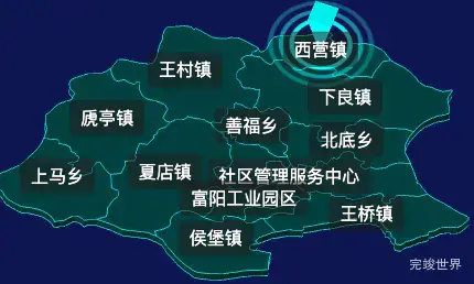 threejs长治市襄垣县geoJson地图3d地图CSS2D外加旋转棱锥