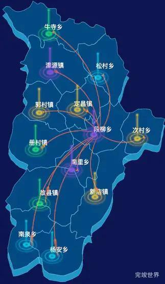 echarts长治市沁县geoJson地图迁徙图