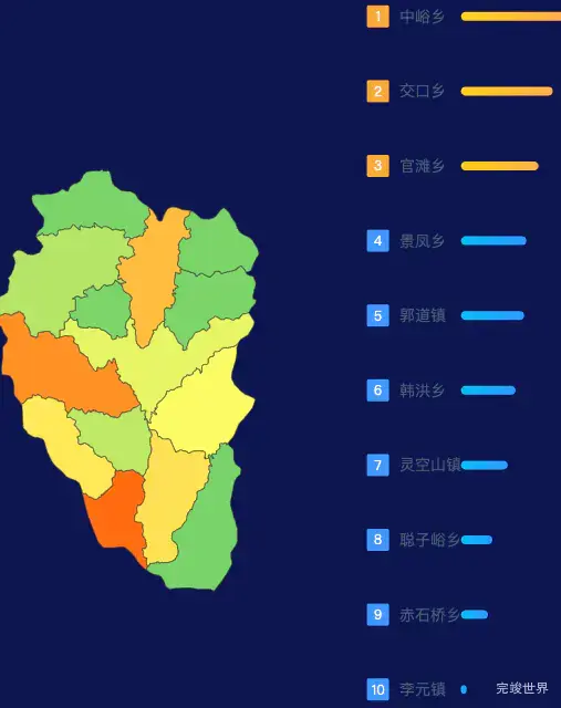 echarts长治市沁源县geoJson地图地图排行榜效果