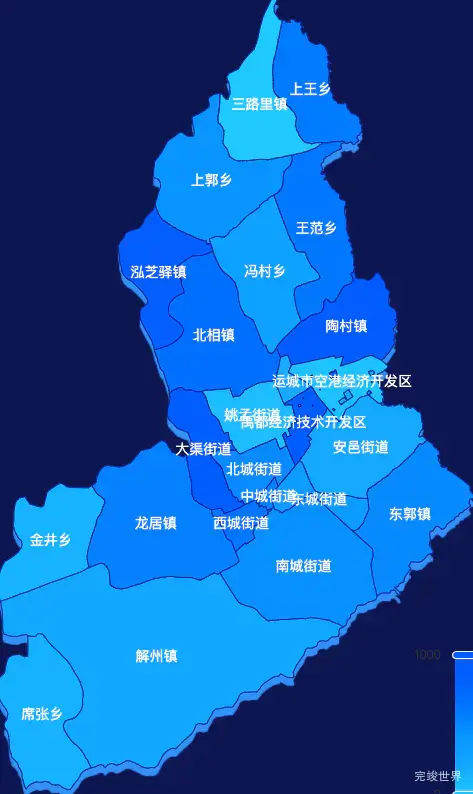 echarts运城市盐湖区geoJson地图 visualMap控制地图颜色