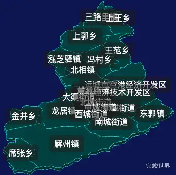 threejs运城市盐湖区geoJson地图3d地图css2d标签