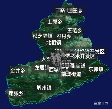 threejs运城市盐湖区geoJson地图3d地图自定义贴图加CSS2D标签