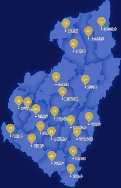 echarts兰州市榆中县geoJson地图水滴状气泡图