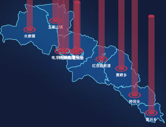 echarts白银市平川区geoJson地图添加柱状图