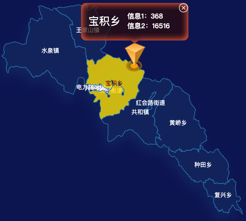 echarts白银市平川区geoJson地图点击弹出自定义弹窗