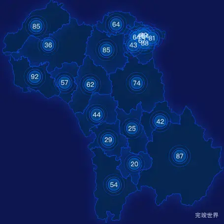 echarts天水市秦州区geoJson地图圆形波纹状气泡图