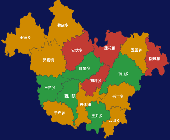 echarts天水市秦安县geoJson地图定义颜色