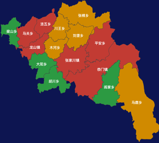 echarts天水市张家川回族自治县geoJson地图自定义颜色
