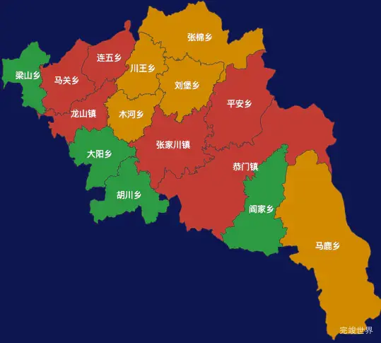 echarts天水市张家川回族自治县geoJson地图自定义颜色