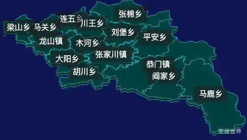 threejs天水市张家川回族自治县geoJson地图3d地图css2d标签