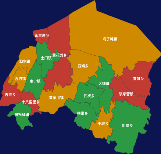 echarts武威市古浪县geoJson地图定义颜色