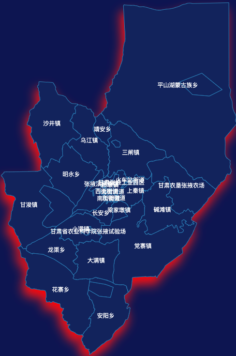 echarts张掖市甘州区geoJson地图阴影