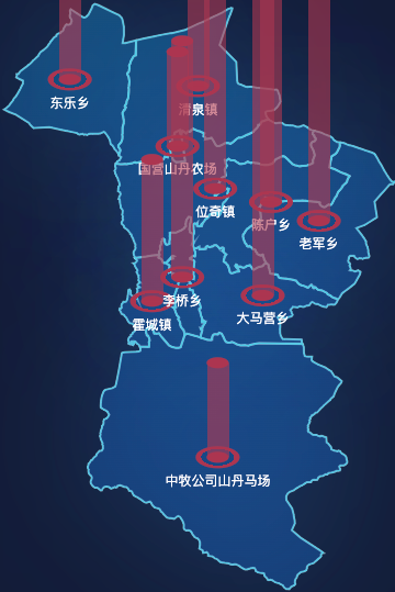 echarts张掖市山丹县geoJson地图添加柱状图