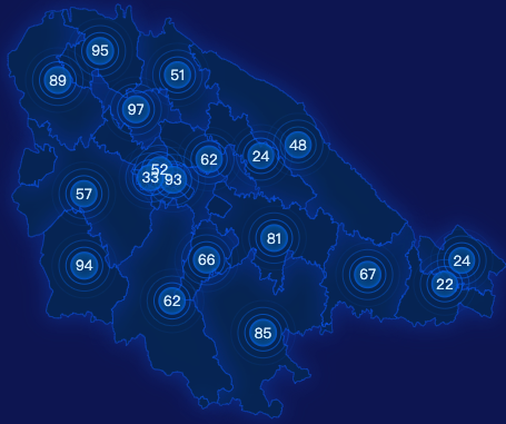 echarts平凉市崆峒区geoJson地图圆形波纹状气泡图