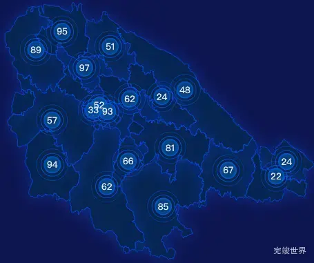 echarts平凉市崆峒区geoJson地图圆形波纹状气泡图