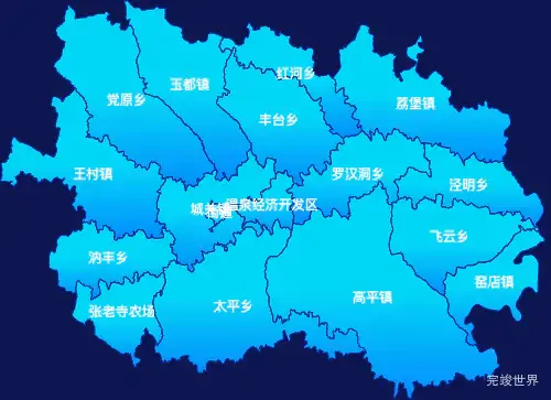 echarts平凉市泾川县geoJson地图局部颜色渐变