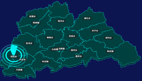 threejs平凉市庄浪县geoJson地图3d地图CSS2D外加旋转棱锥