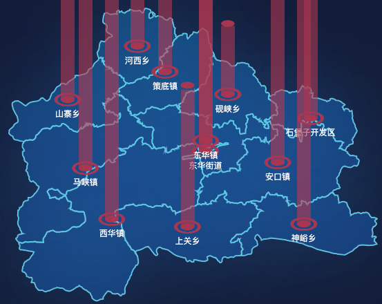 echarts平凉市华亭市geoJson地图添加柱状图