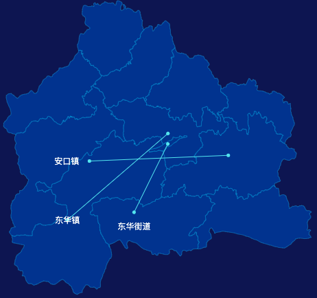 echarts平凉市华亭市geoJson地图自定义引导线