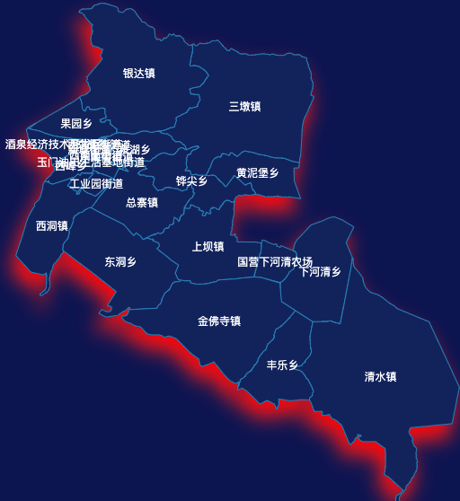 echarts酒泉市肃州区geoJson地图阴影