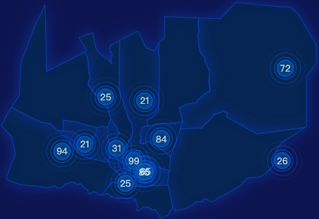 echarts酒泉市金塔县geoJson地图圆形波纹状气泡图