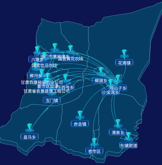echarts酒泉市玉门市geoJson地图自定义label样式