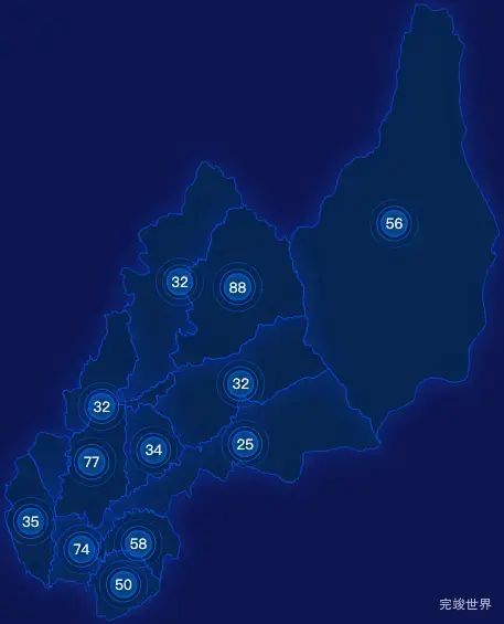 echarts庆阳市合水县geoJson地图圆形波纹状气泡图