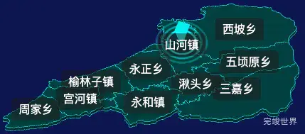 threejs庆阳市正宁县geoJson地图3d地图CSS2D外加旋转棱锥