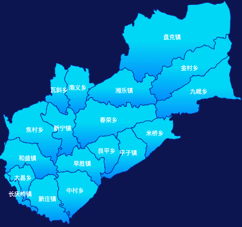 echarts庆阳市宁县geoJson地图局部颜色渐变