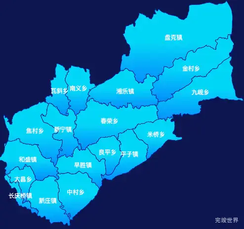 echarts庆阳市宁县geoJson地图局部颜色渐变