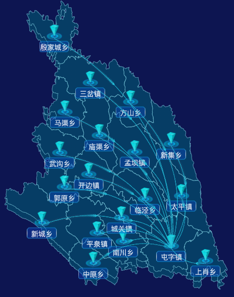 echarts庆阳市镇原县geoJson地图label样式自定义