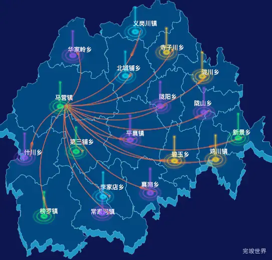 echarts定西市通渭县geoJson地图迁徙图