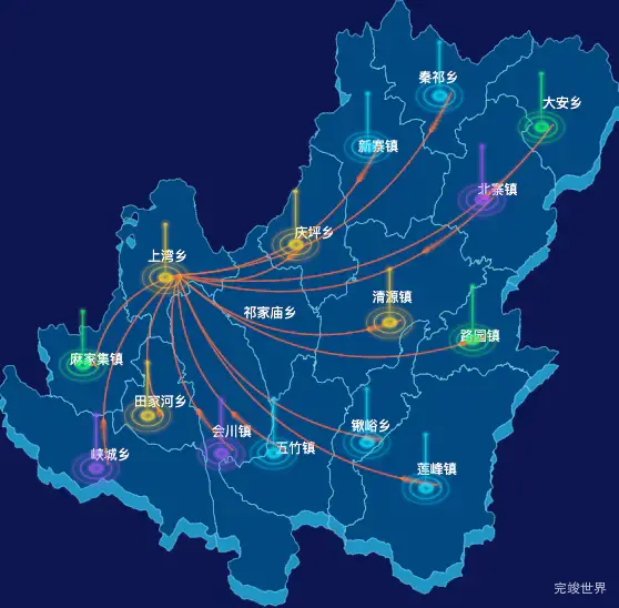 echarts定西市渭源县geoJson地图飞线图