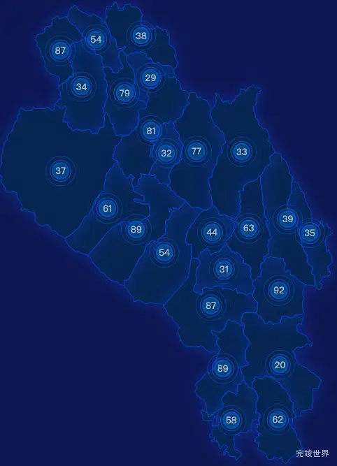 echarts陇南市宕昌县geoJson地图圆形波纹状气泡图