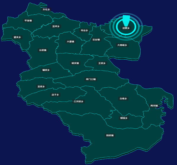 threejs陇南市康县geoJson地图3d地图添加旋转棱锥