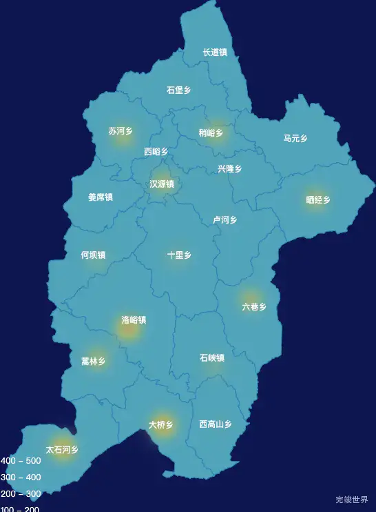 echarts陇南市西和县geoJson地图热力图