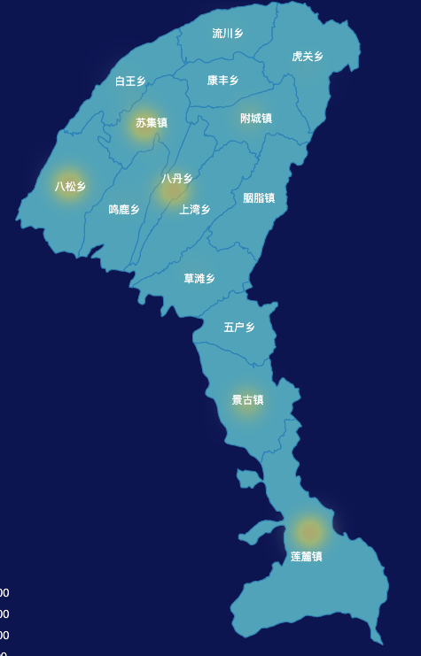 echarts临夏回族自治州康乐县geoJson地图热力图