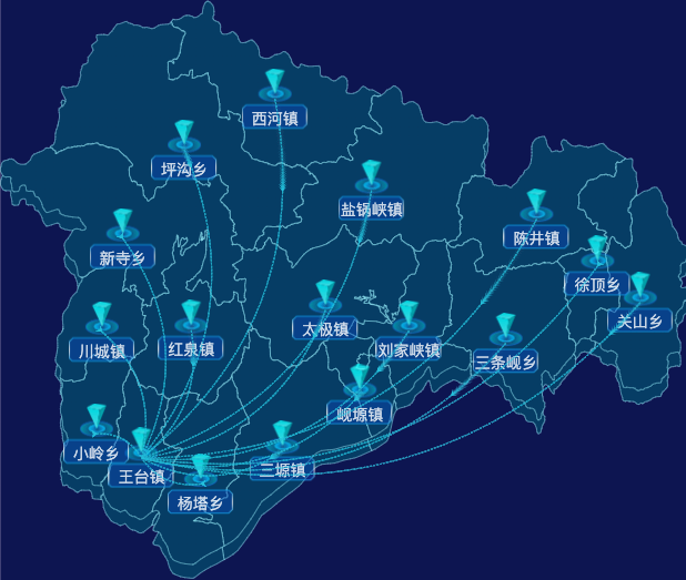 echarts临夏回族自治州永靖县geoJson地图自定义label样式