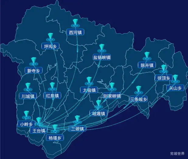 echarts临夏回族自治州永靖县geoJson地图自定义label样式