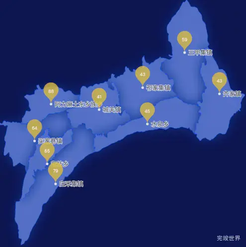 echarts临夏回族自治州广河县geoJson地图水滴状气泡图